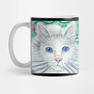 Blue eyes white cat Mug